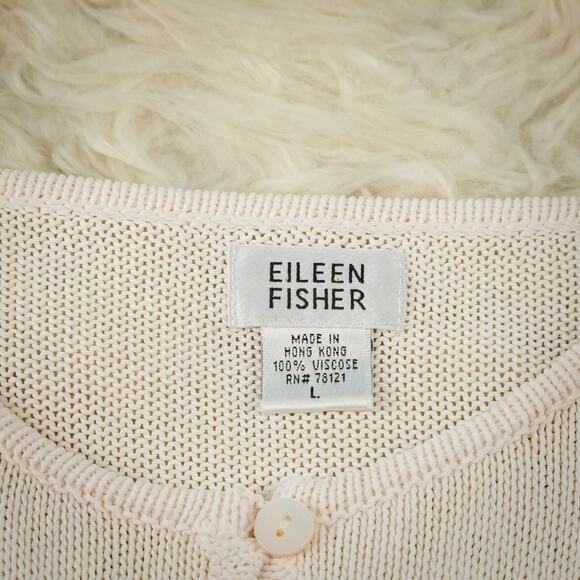 Eileen Fisher Size Large L Light Pink System Crew Button Long Sleeve Cardigan - Picture 4 of 5